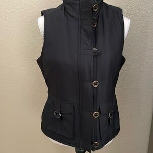Tribal black vest. Zip and button front. Size S/P